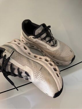 Light Beige Athletic Sneakers with Black Accents